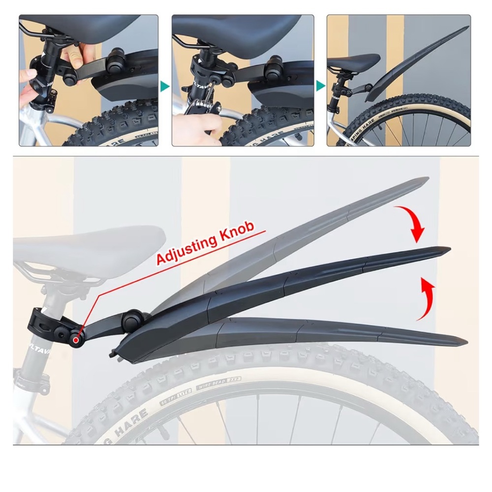 Adjustable Black Bike Fender Set